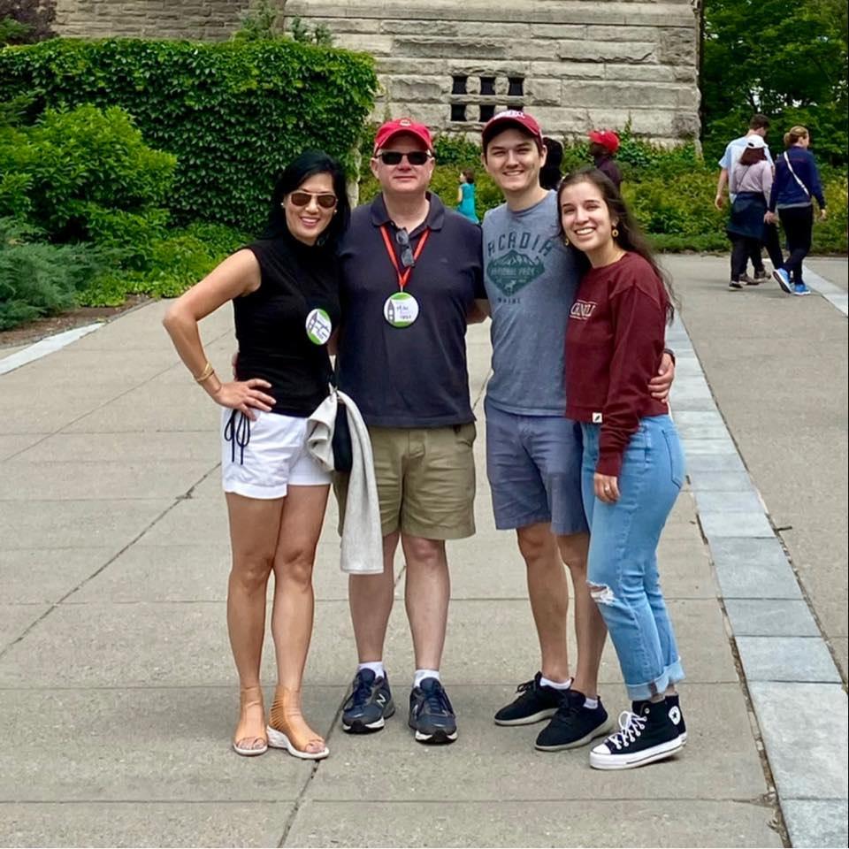 Angela Cheng-Cimini with her family on the Cornell campus