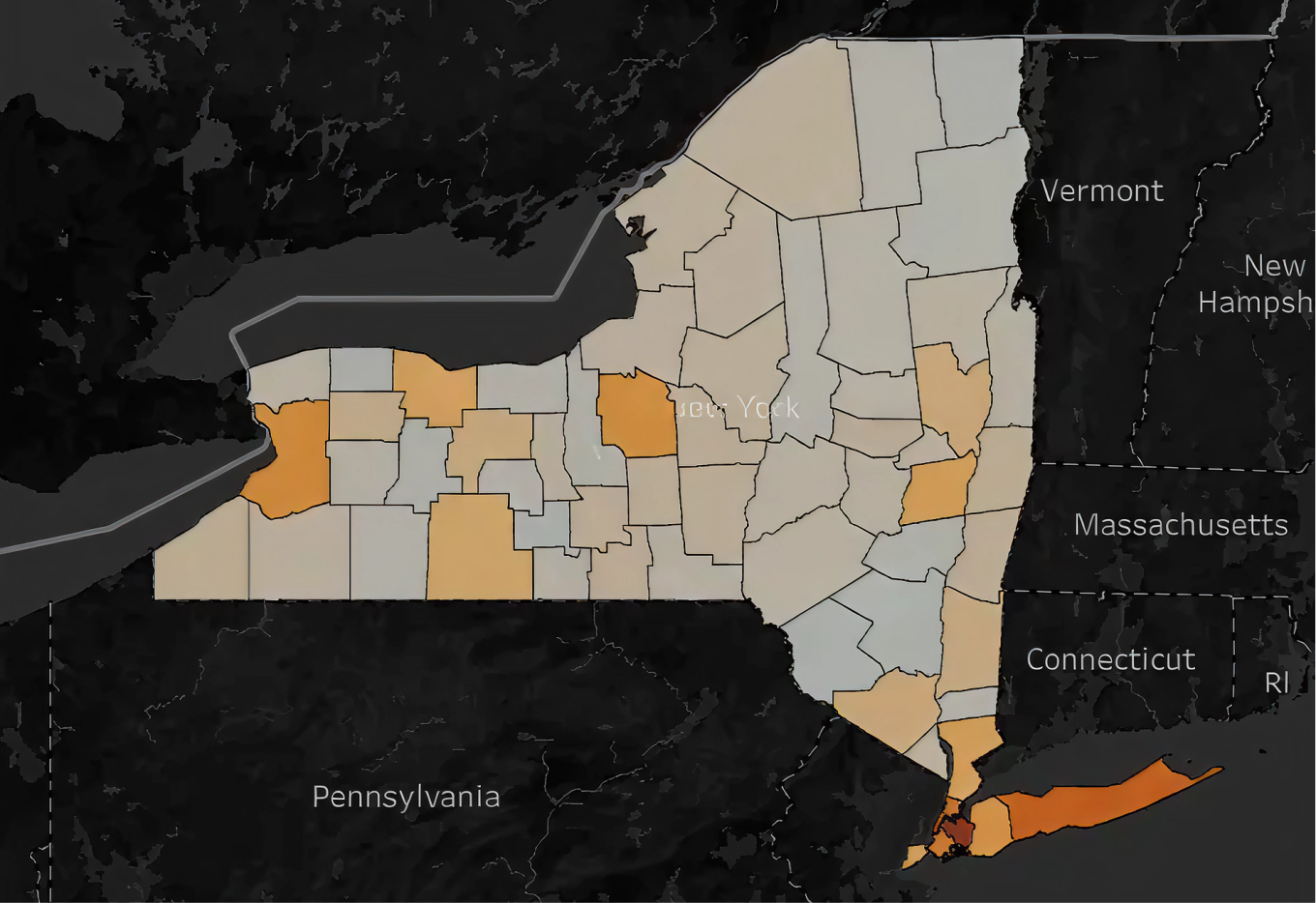 A screenshot from a new interactive map that highlights how federal funding cuts are impacting NY state.