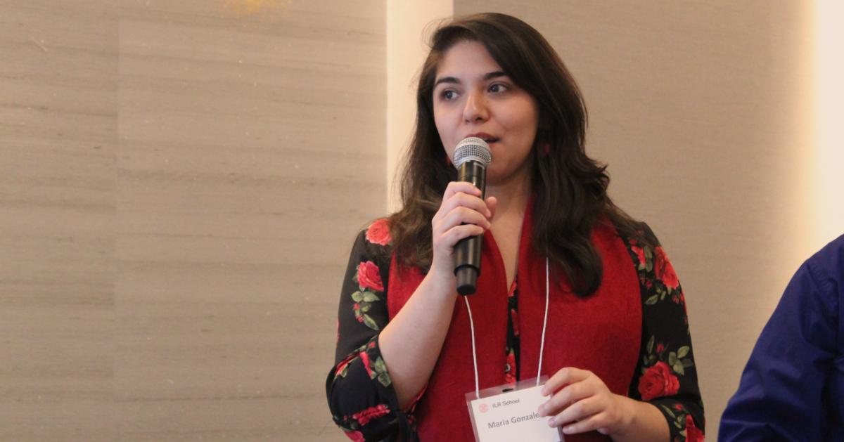 Maria Gonzalez speaks during 2019 Labor Roundtable 