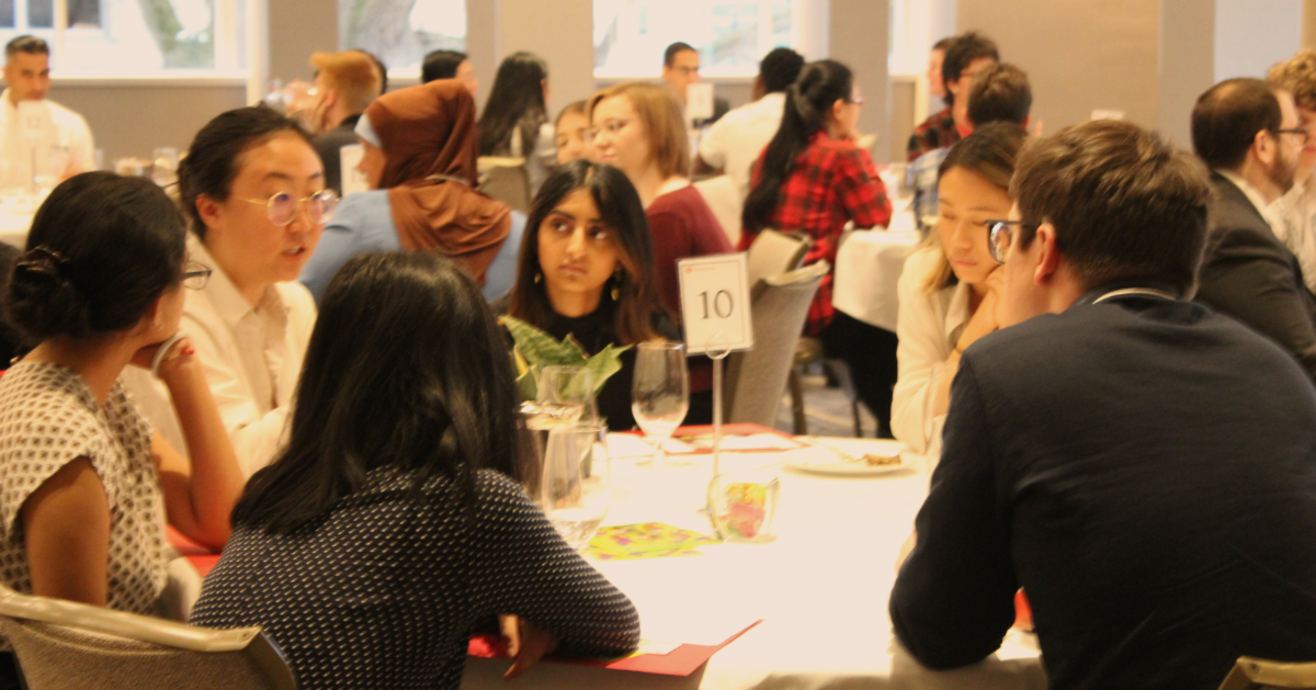 Students talking during the 2019 Labor Roundtable