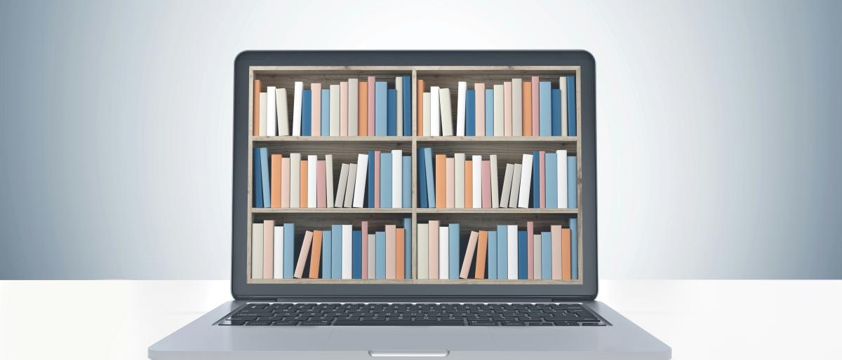 Laptop with books