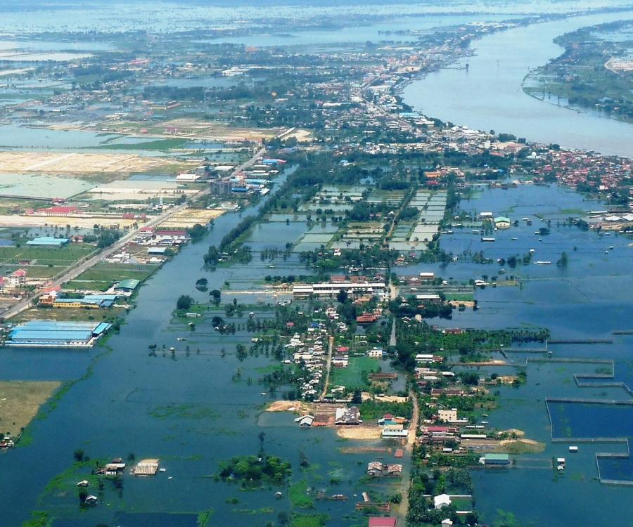 A flooded area near to Phnom Penh, Cambodia