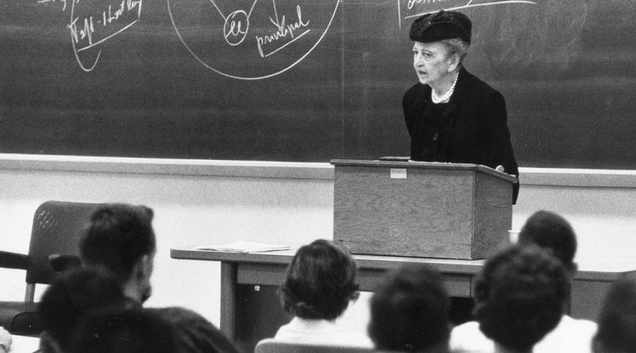 Frances Perkins teaching a class at the ILR School