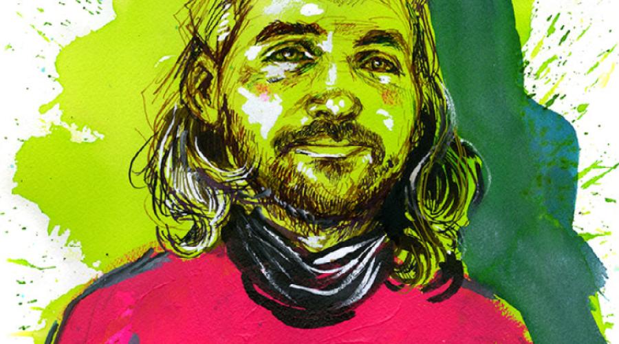 Drawing of Espen Utne Landgraff by Molly Crabapple