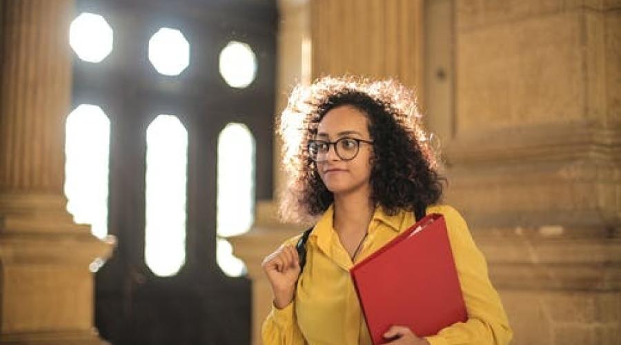 Woman with binder