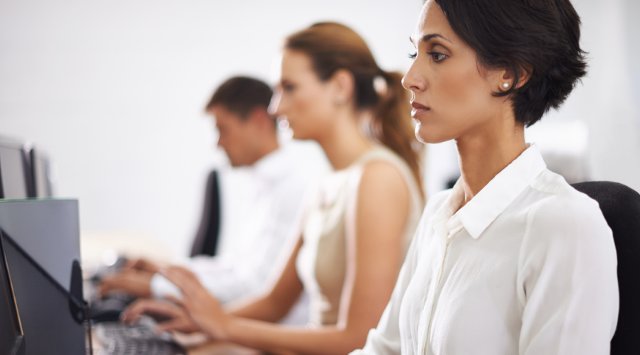 Woman working at a computer