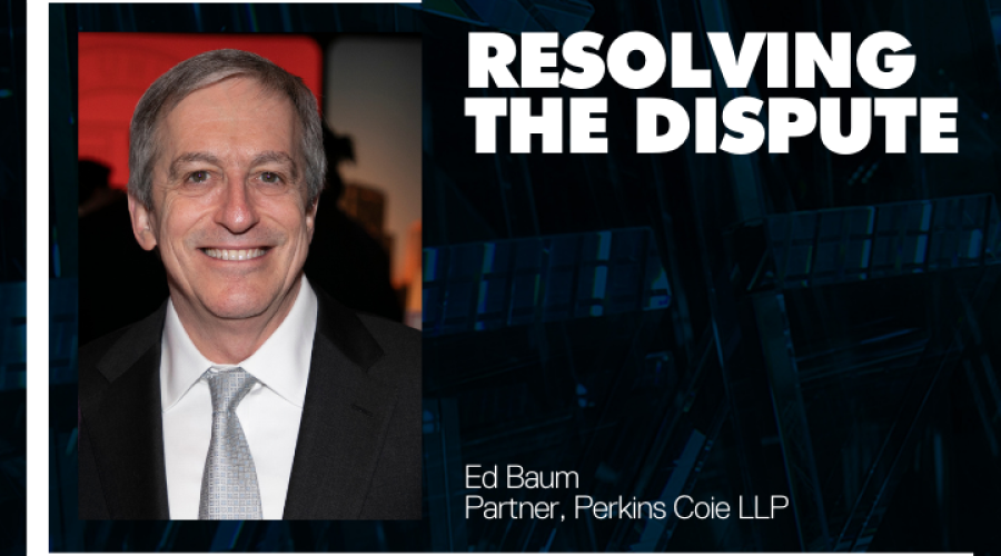 Ed Baum's headshot on the "Resolving the Dispute" graphic background.