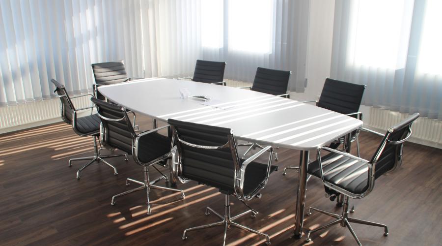 Empty boardroom table.