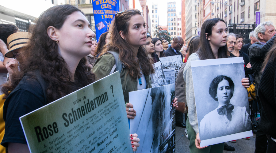 Cornell students at the Triangle Fire memorial 