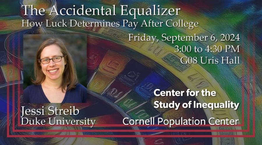 Poster annoucement for academic talk described in text with color visualizatom ogf a roulette wheel in background.
