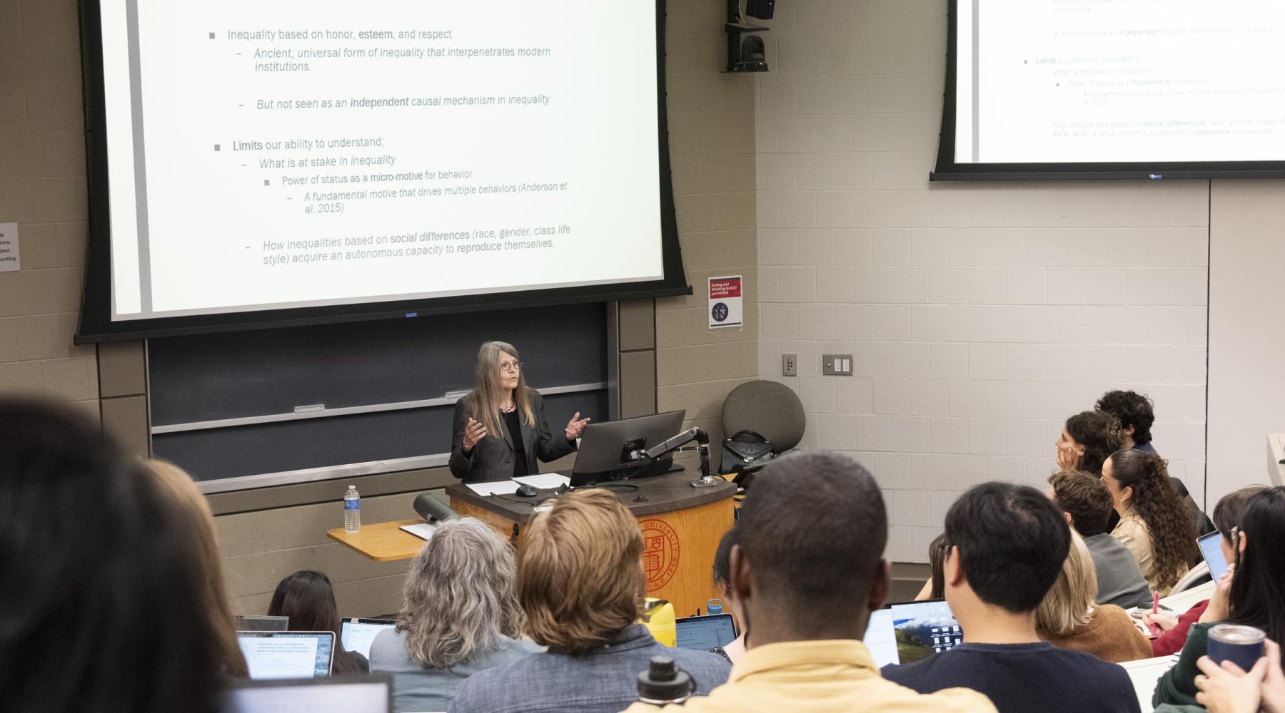 Stanford University’s Cecilia L. Ridgeway M.S. ’69, Ph.D. ’72 delivers the 2025 Cook-Gray Lecture