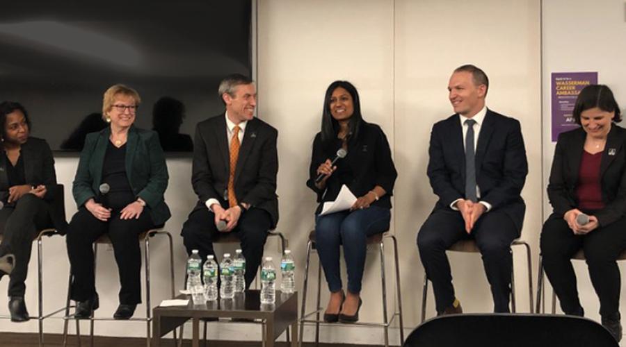 ILR School Interim Dean Alex Colvin, Ph.D.'99 speaks with a panel in New York City.