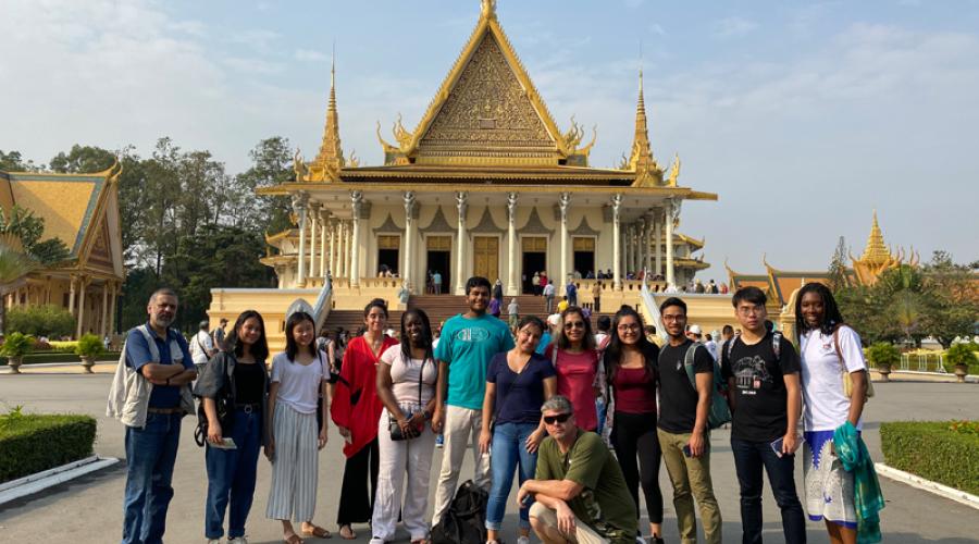 Students participating in the CU in Cambodia program studied global supply chains in the garment industry.