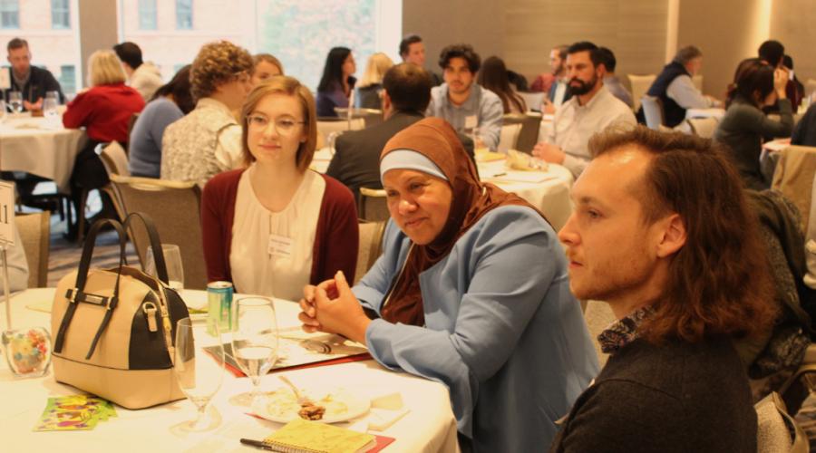 Students talking during the 2019 Labor Roundtable