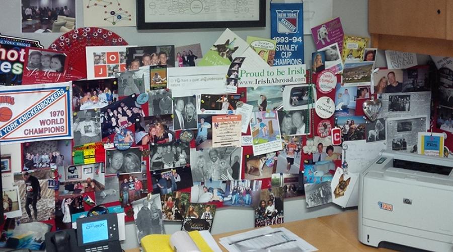 Cornell is featured on a bulletin board in O'Donoghue's office