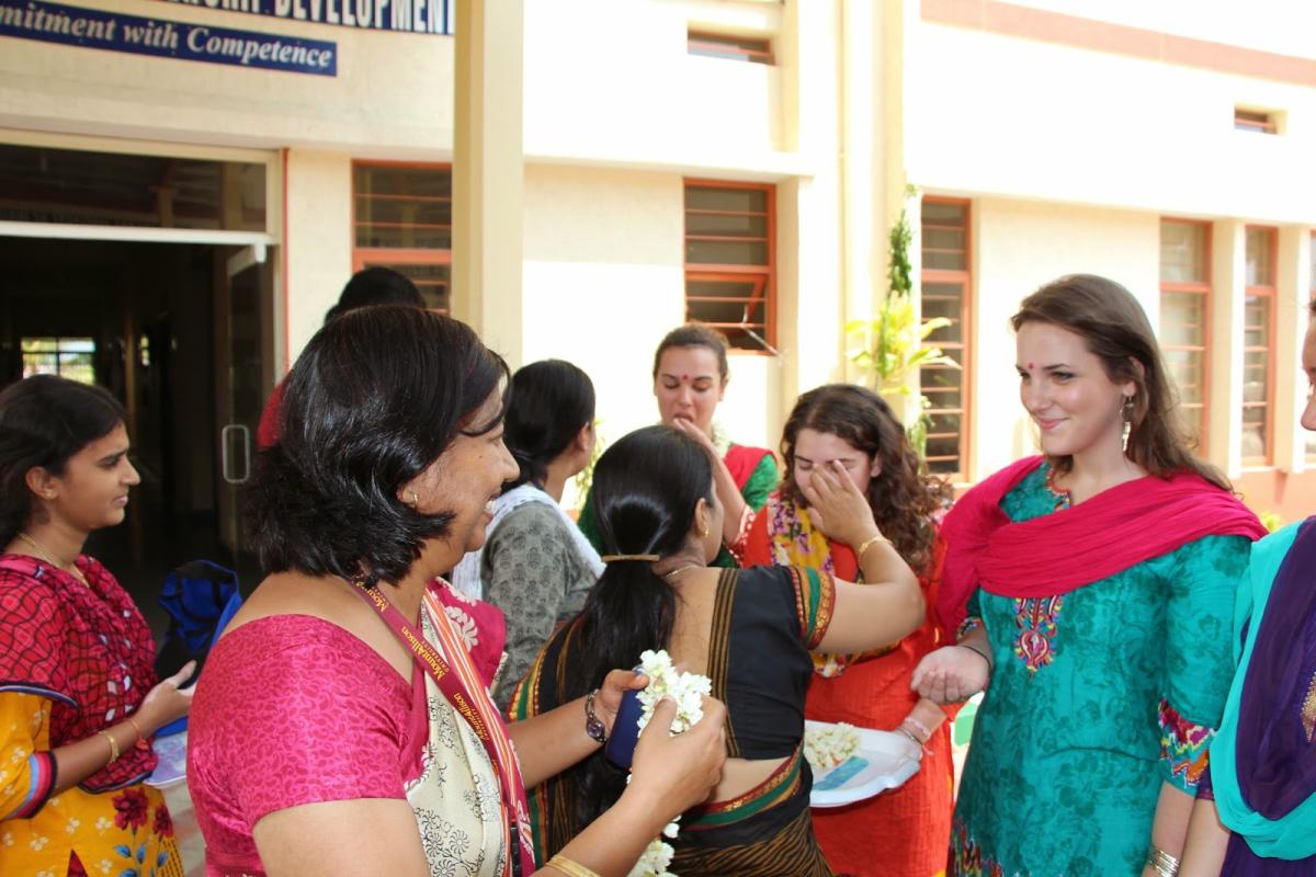 A group of students participating in an international experience in India.