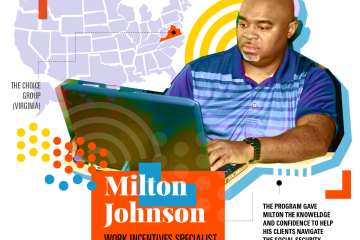 Milton Johnson sitting at a computer