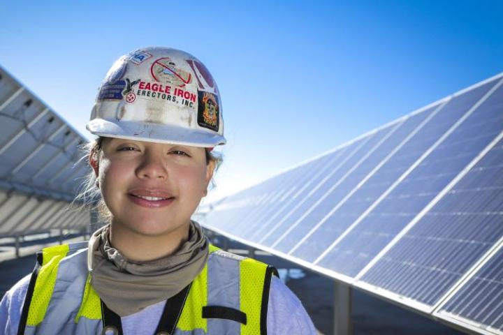 Photo of a solar worker