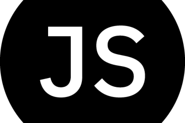 JS is in white text on a black circular background