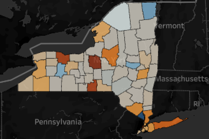 A screenshot from a new interactive map that highlights how federal funding cuts are impacting NY state.