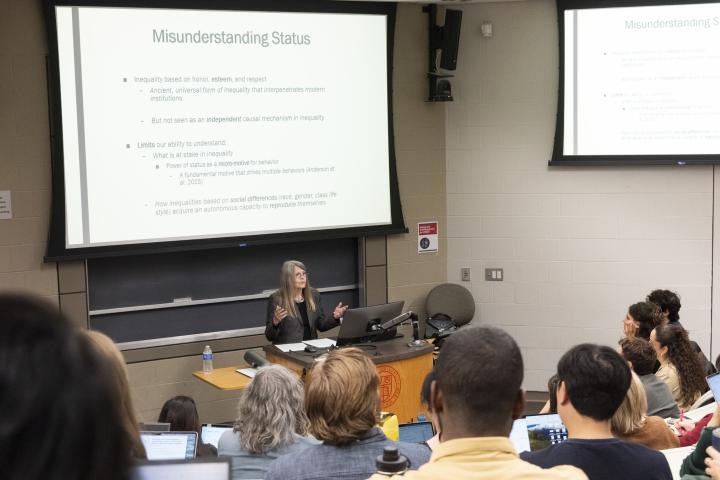 Stanford University’s Cecilia L. Ridgeway M.S. ’69, Ph.D. ’72 delivers the 2025 Cook-Gray Lecture